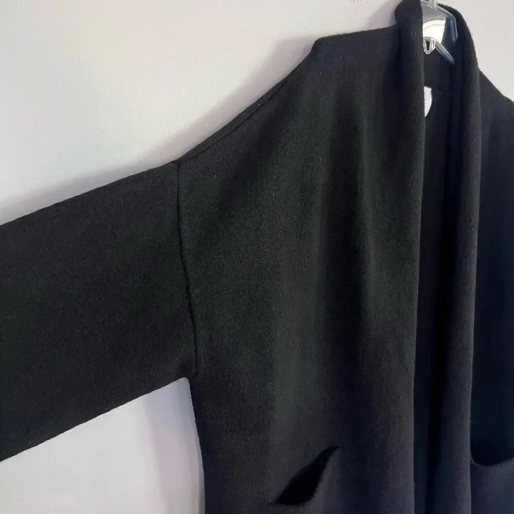 New Beryll Cocoon Cashmere Cardigan Sweater OS Oversized Open Front Black